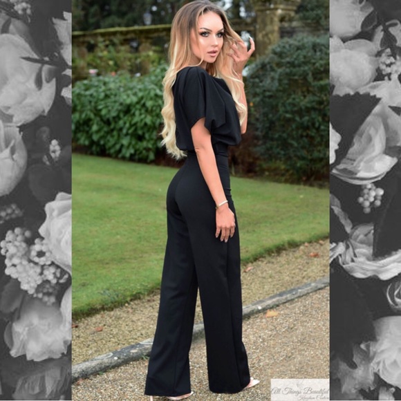 Sz 6 Perfect Black Batwing Sleeve Jumpsuit🍀 - Picture 2 of 8